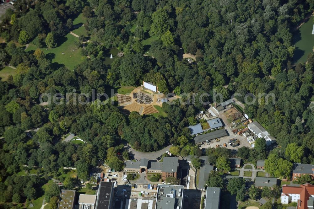 Aerial photograph Berlin - Building of the cinema - movie theater Freiluftkino Friedrichshain in Berlin