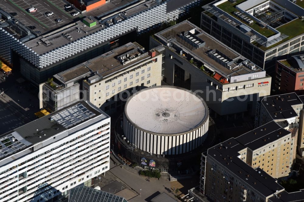 Aerial image Dresden - Building of the cinema - movie theater Cineplex-Rundkino Dresden on Prager Str.asse in Dresden in the state Saxony