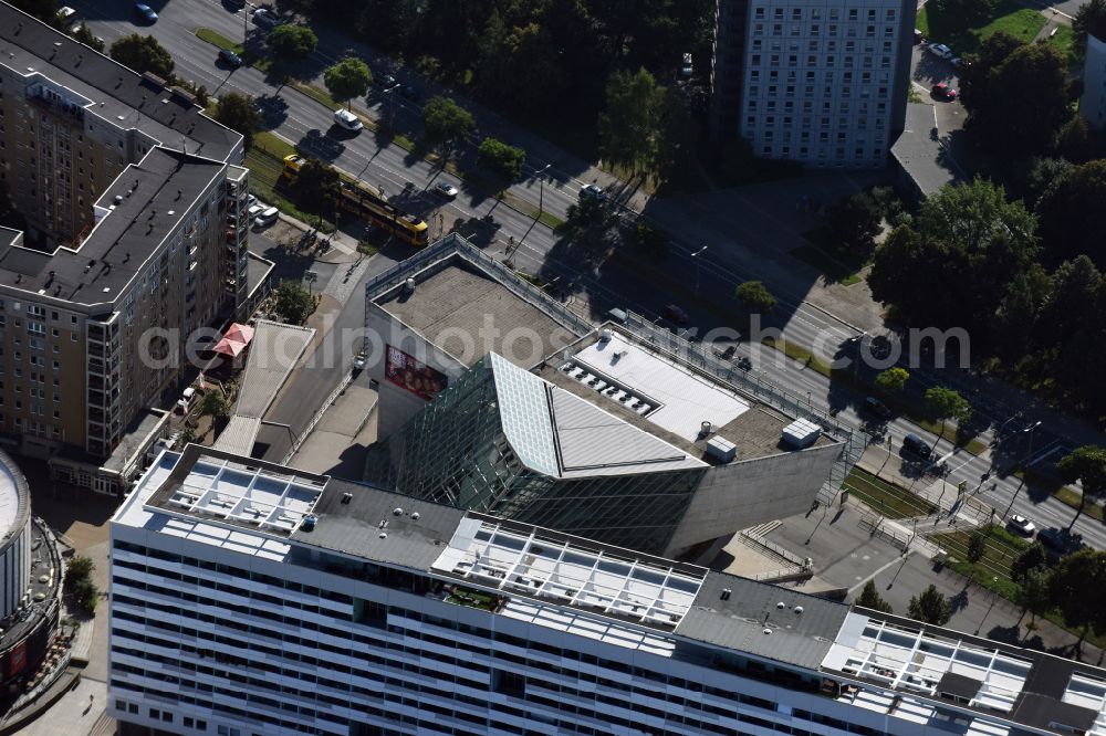 Aerial image Dresden - Building of the cinema - Lichtspieltheater UFA Kristallpalast Dresden on St. Petersburger Strasse in the district Seevorstadt West in Dresden in the state Saxony, Germany