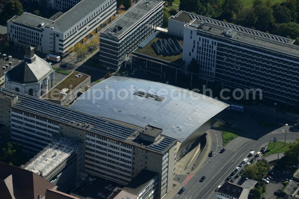 Aerial photograph Kassel - Building of the cinema - movie theater on Karlsplatz in Kassel in the state Hesse