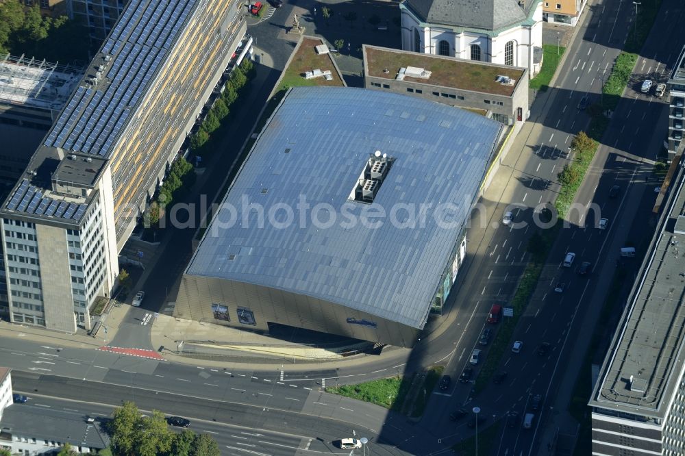 Kassel from above - Building of the cinema - movie theater on Karlsplatz in Kassel in the state Hesse