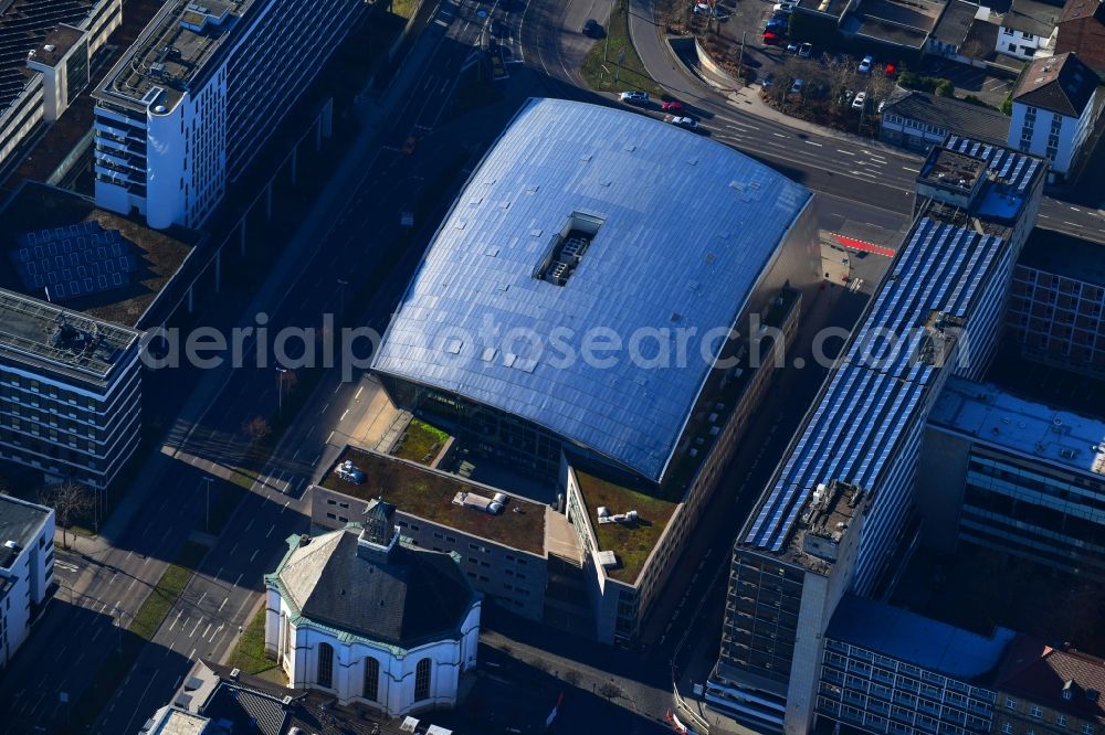 Aerial photograph Kassel - Building of the cinema - movie theater on Karlsplatz in Kassel in the state Hesse