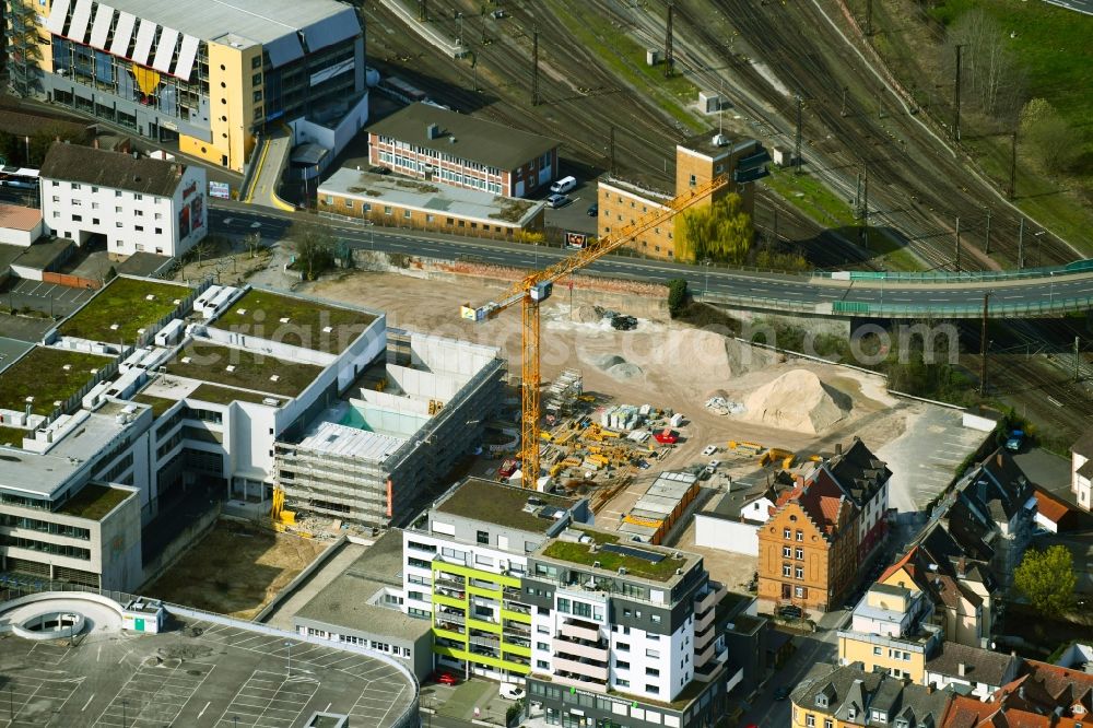 Aerial image Aschaffenburg - New extension to the building of the cinema - cinemas and movie theater on Kolbornstrasse in the district Innenstadt in Aschaffenburg in the state Bavaria, Germany