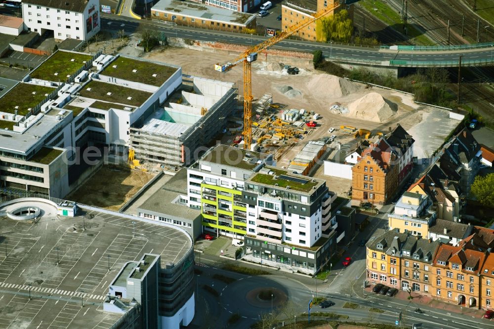 Aerial photograph Aschaffenburg - New extension to the building of the cinema - cinemas and movie theater on Kolbornstrasse in the district Innenstadt in Aschaffenburg in the state Bavaria, Germany