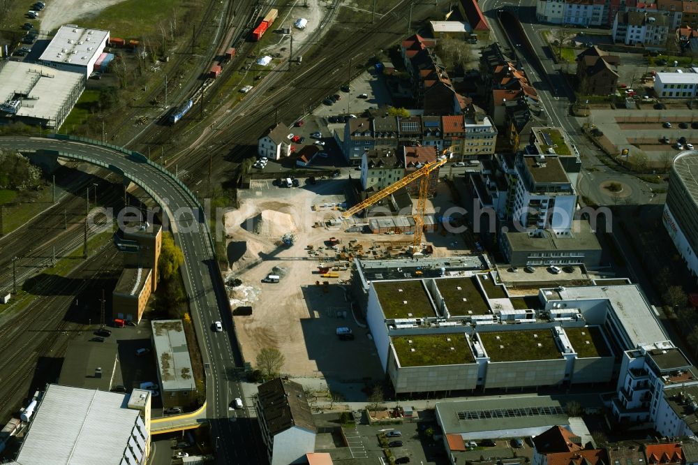 Aerial photograph Aschaffenburg - New extension to the building of the cinema - cinemas and movie theater on Kolbornstrasse in the district Innenstadt in Aschaffenburg in the state Bavaria, Germany