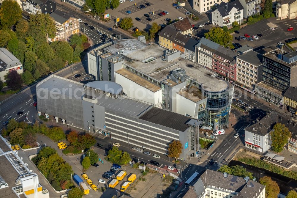 Aerial photograph Siegen - Building of the cinema - movie theater CineStar on Sandstrasse in Siegen in the state North Rhine-Westphalia, Germany