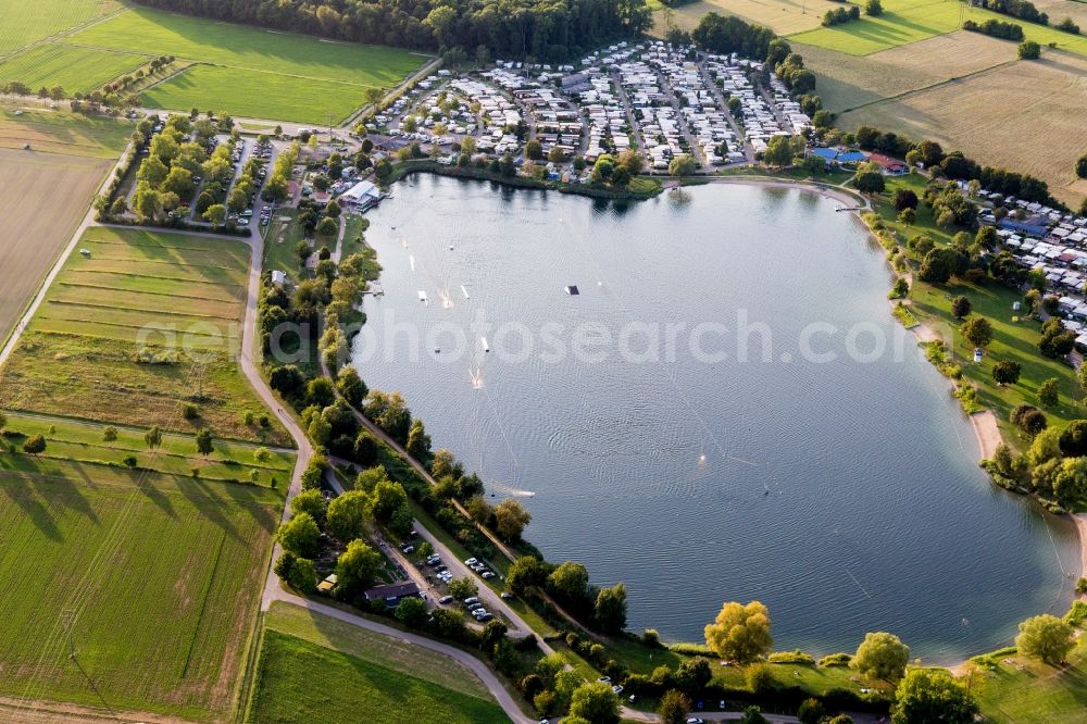 Sankt Leon from the bird's eye view: Leisure center of water skiing - racetrack in Sankt Leon-Rot in the state Baden-Wurttemberg, Germany