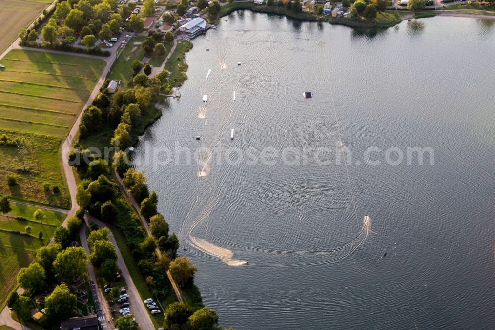 Aerial image Sankt Leon - Leisure center of water skiing - racetrack in Sankt Leon-Rot in the state Baden-Wurttemberg, Germany