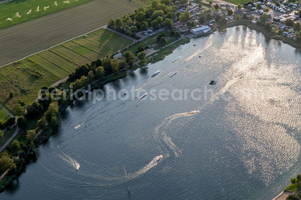 Aerial photograph Sankt Leon - Leisure center of water skiing - racetrack in Sankt Leon-Rot in the state Baden-Wurttemberg, Germany