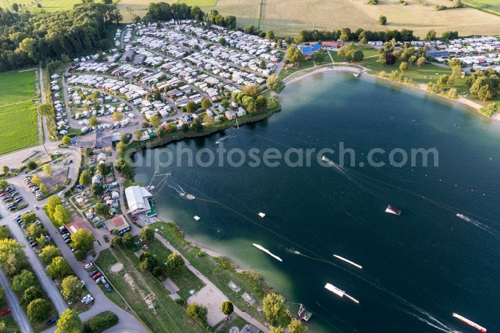 Aerial image Sankt Leon - Leisure center of water skiing - racetrack in Sankt Leon-Rot in the state Baden-Wurttemberg, Germany