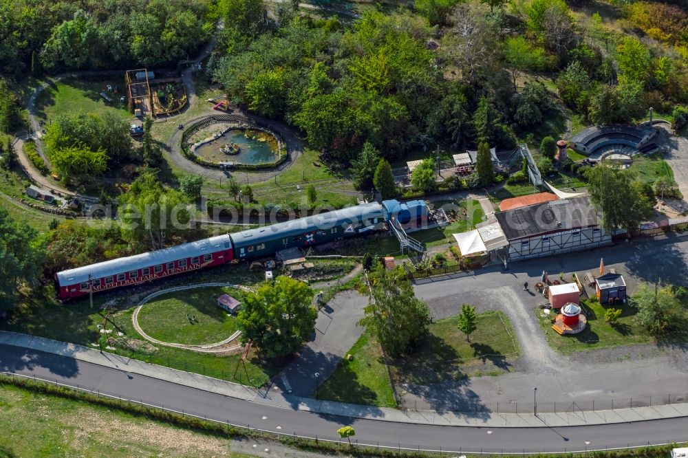 Aerial image Markkleeberg - Leisure Centre - Amusement Park Modellbaupark Auenhain in the district Siedlung Auenhain in Markkleeberg in the state Saxony, Germany