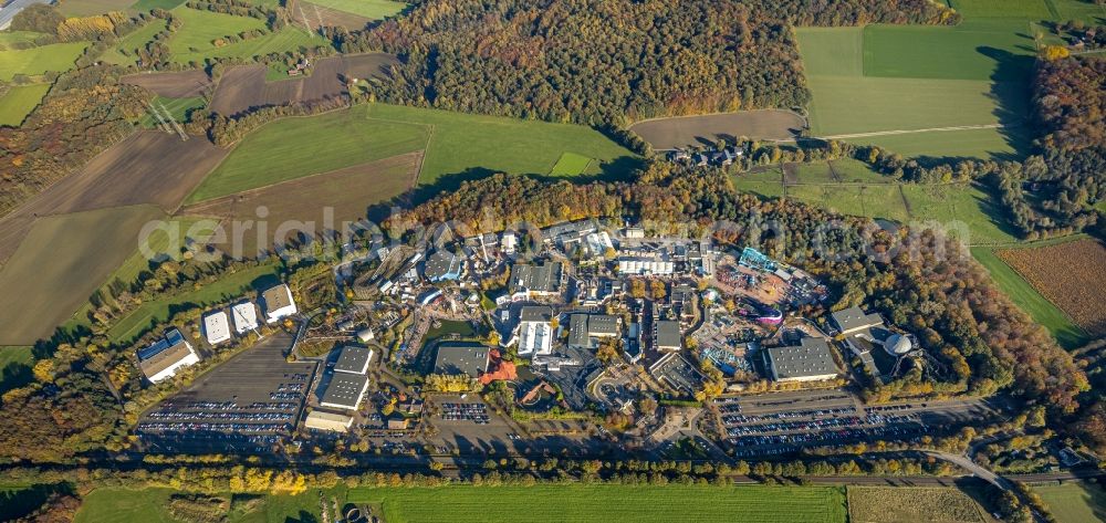 Aerial image Bottrop - Leisure Centre - Amusement Park Movie Park Germany on Warner-Allee in Bottrop in the state North Rhine-Westphalia, Germany