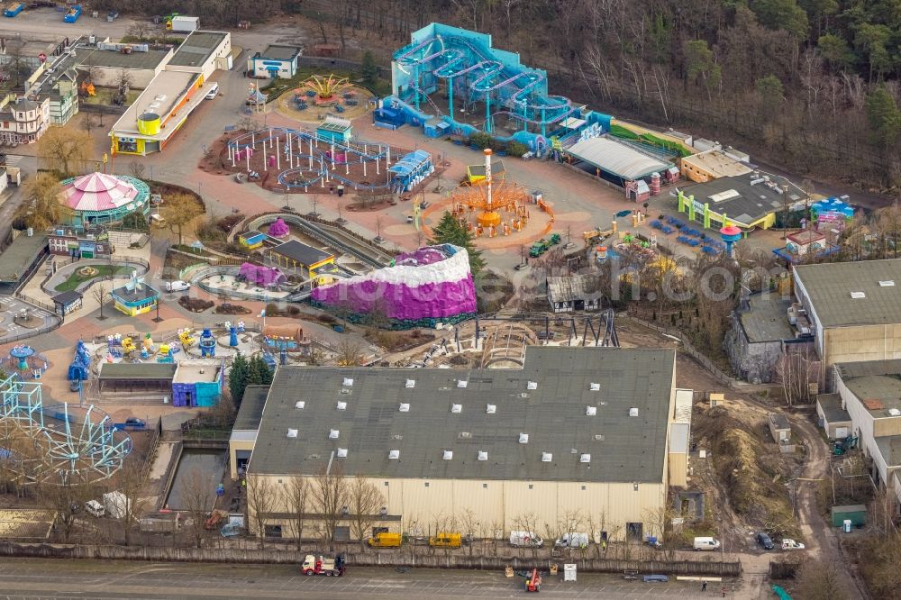 Bottrop from above - Leisure Centre - Amusement Park Movie Park Germany on Warner-Allee in Bottrop at Ruhrgebiet in the state North Rhine-Westphalia, Germany