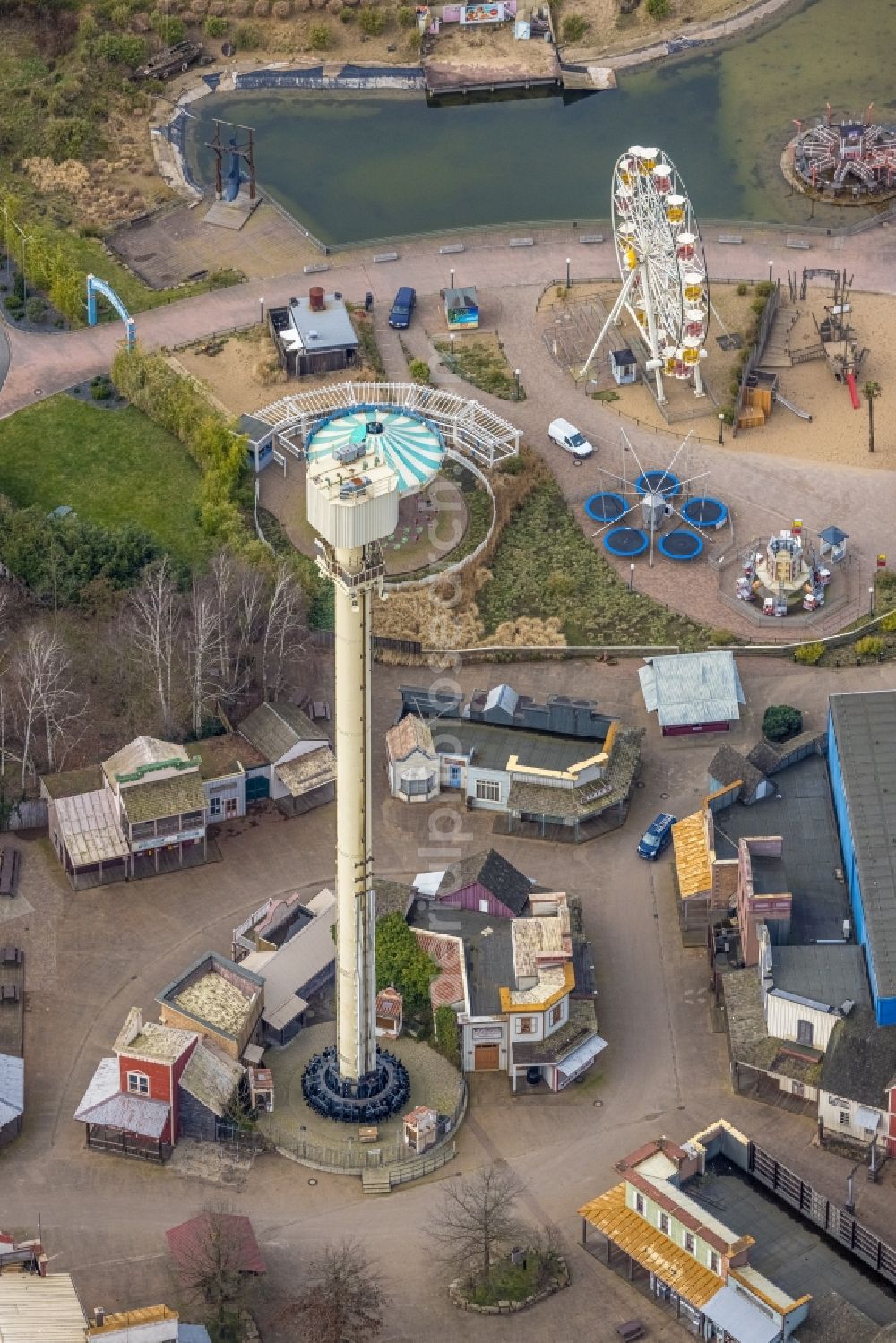 Aerial image Bottrop - Leisure Centre - Amusement Park Movie Park Germany on Warner-Allee in Bottrop at Ruhrgebiet in the state North Rhine-Westphalia, Germany