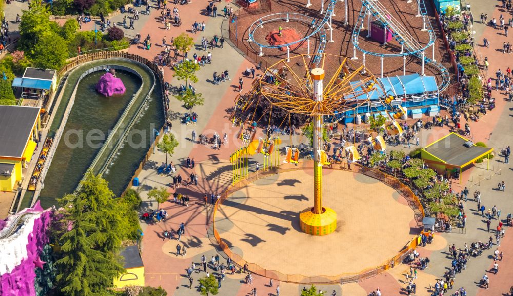 Bottrop from the bird's eye view: Leisure Centre - Amusement Park Movie Park Germany on Warner-Allee in Bottrop at Ruhrgebiet in the state North Rhine-Westphalia, Germany