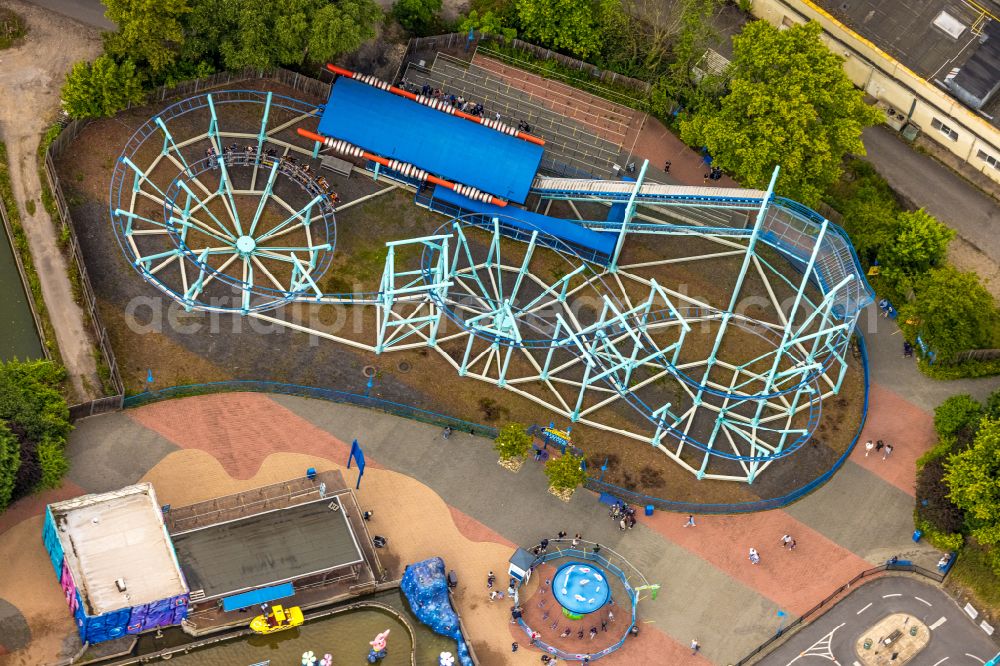 Bottrop from the bird's eye view: Leisure Centre - Amusement Park Movie Park Germany on Warner-Allee in Bottrop at Ruhrgebiet in the state North Rhine-Westphalia, Germany