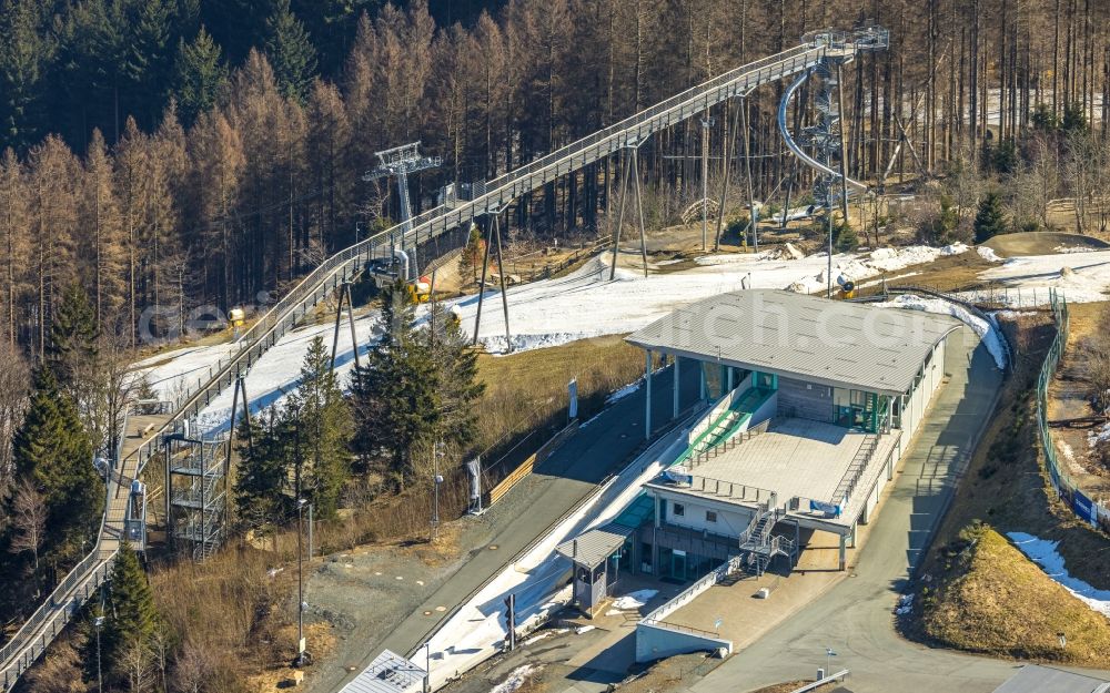 Winterberg from the bird's eye view: Leisure Centre - Amusement Park Panorama Erlebnis Bruecke - Erlebnisberg Kappe in Winterberg at Sauerland in the state North Rhine-Westphalia, Germany