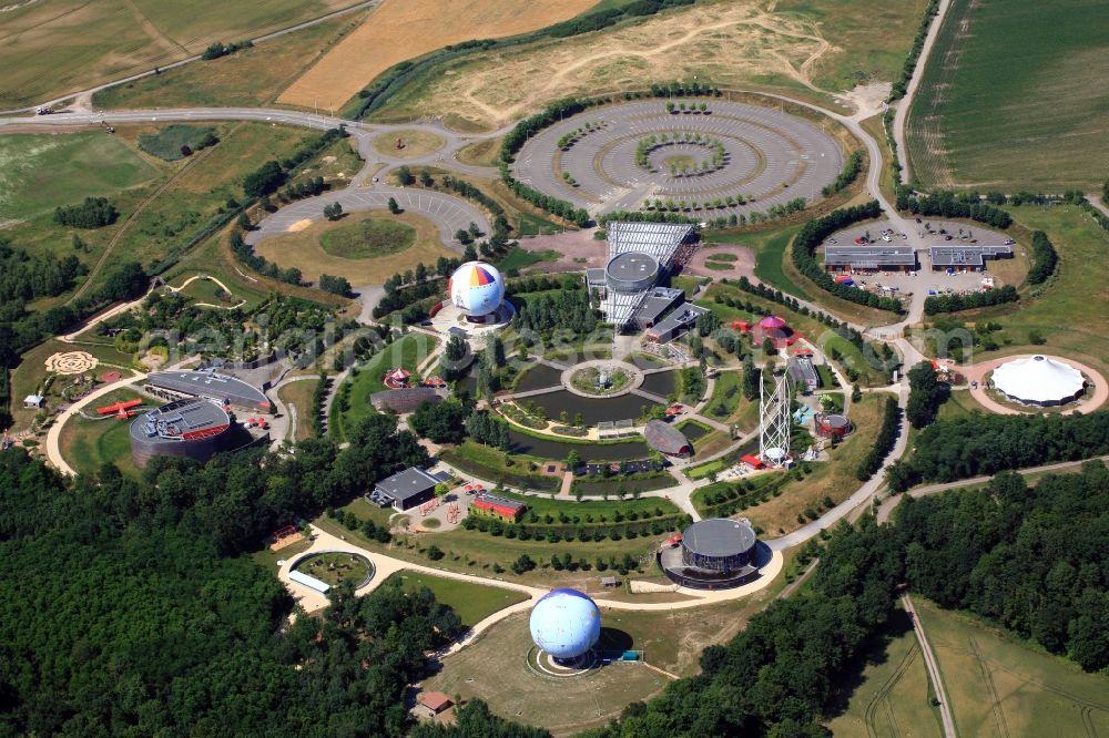 Ungersheim from above - Leisure Centre - Amusement park Park of the Little Prince in Ungersheim in France is dedicated as theme park to Antoine de Saint Exupery