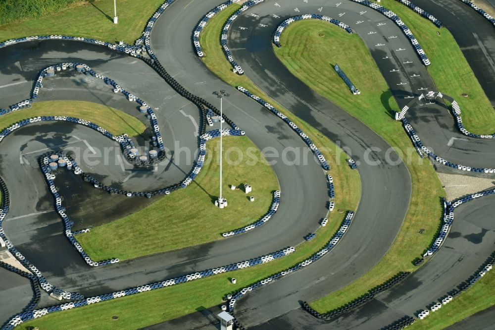 Behringen from above - Leisure Centre - Amusement Park Ralf Schumacher Kart & Bowl with race track in Behringen in the state Lower Saxony