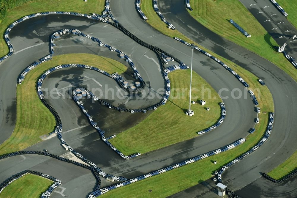 Behringen from the bird's eye view: Leisure Centre - Amusement Park Ralf Schumacher Kart & Bowl with race track in Behringen in the state Lower Saxony