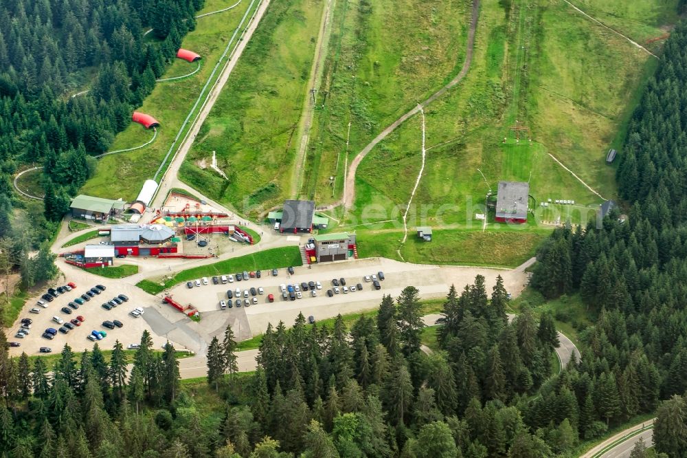 Aerial image Forbach - Sport- and Leisure Centre of toboggan run Mehliskopf in Forbach in the state Baden-Wurttemberg, Germany