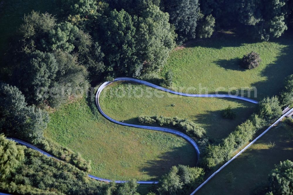 Kohren-Sahlis from above - Sport- and Leisure Centre of toboggan run Sommerrodelbahn in Kohren-Sahlis in Kohren-Sahlis in the state Saxony