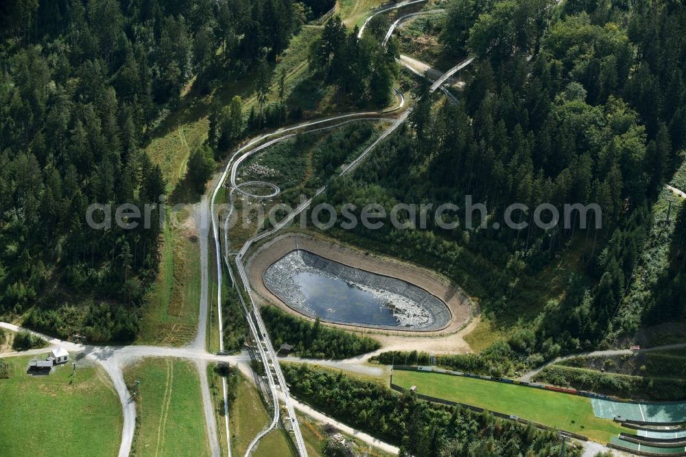 Bischofsgrün from the bird's eye view: Sport- and Leisure Centre of toboggan run Sommerrodelbahn Ochsenkopf in Bischofsgruen in the state Bavaria