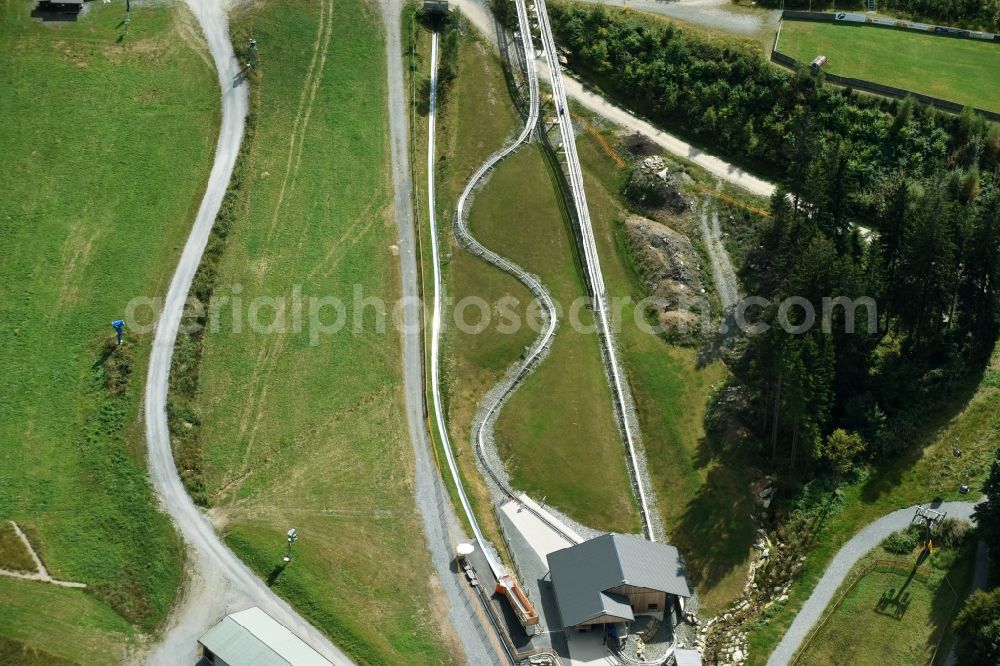 Aerial image Bischofsgrün - Sport- and Leisure Centre of toboggan run Sommerrodelbahn Ochsenkopf in Bischofsgruen in the state Bavaria