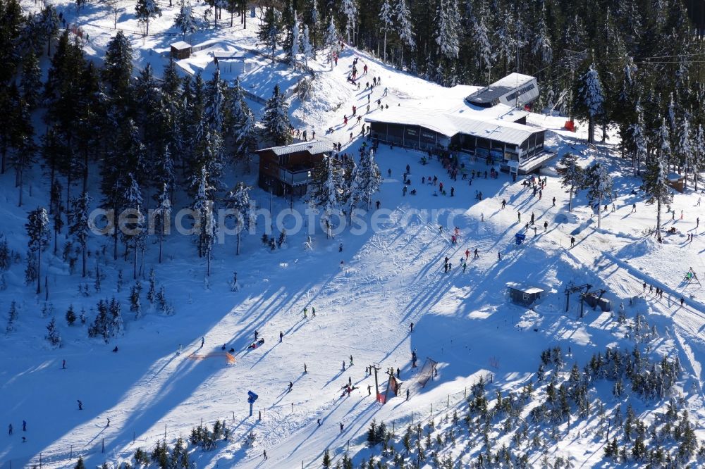 Aerial photograph Braunlage - Sport- and Leisure Centre of ski- and toboggan run Wurmberg in the district Hohegeiss in Braunlage in the state Lower Saxony