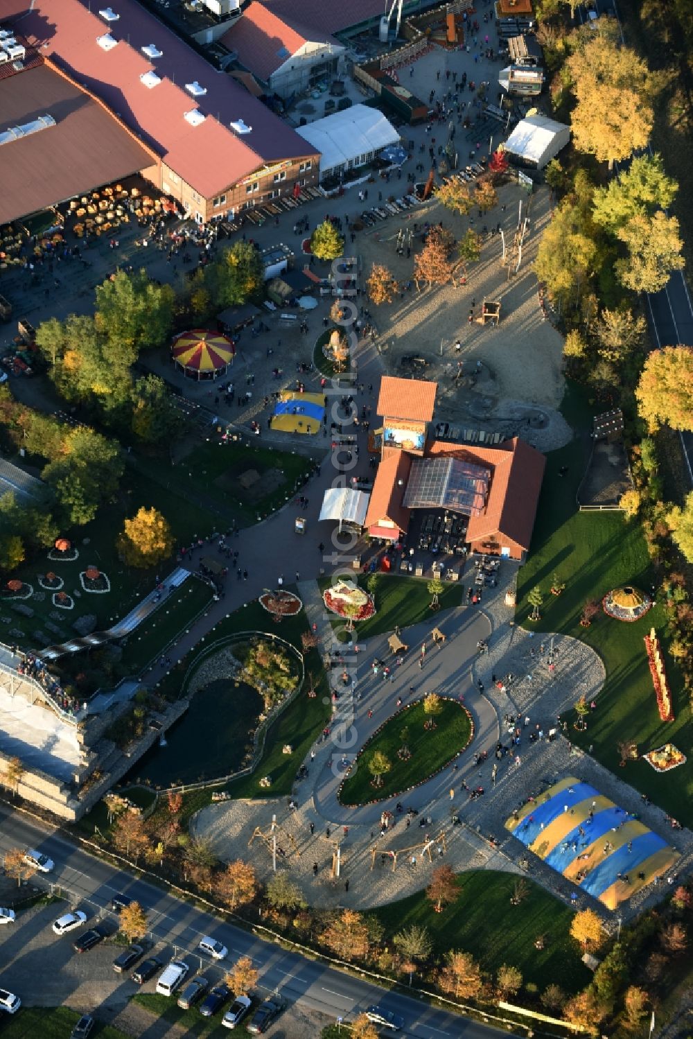 Aerial image Klaistow - Leisure Centre - Amusement Park Spargel- und Erlebnishof Klaistow Glindower Strasse in Klaistow in the state Brandenburg