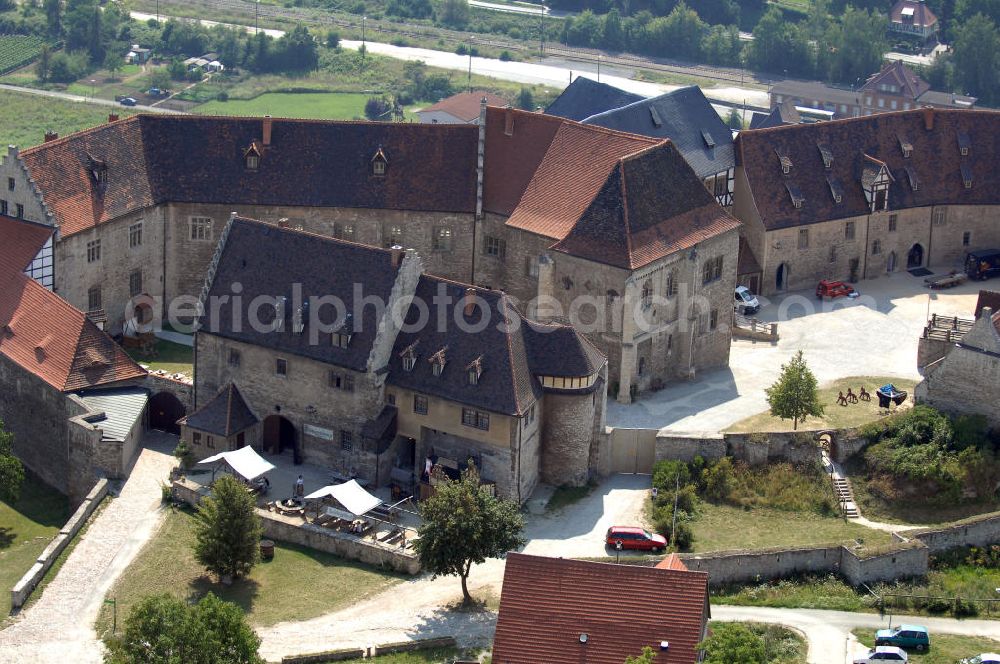 Aerial image Freyburg - Strasse der Romank: Einst die stärkste und nächst der Wartburg-Stiftung Eisenach wohl die bedeutendste Burg der Thüringer Landgrafen. 1992 wurde die Kernburg nach über 20jähriger Schließung und vielen Restaurierungsarbeiten wieder der Öffentlichkeit zugänglich gemacht.