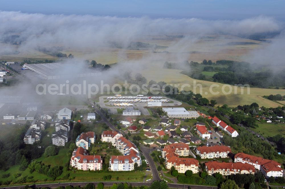 Aerial image Werneuchen - View at a new housing estate in Werneuchen OT Seefeld at Krummenseer Road in Brandenburg in the morning mist