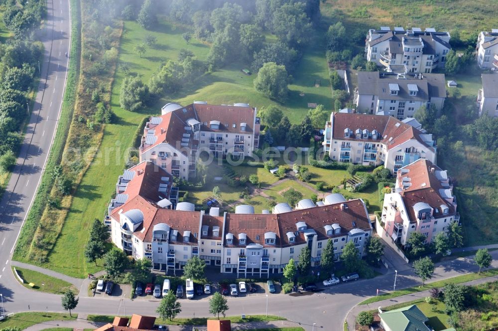 Werneuchen from above - View at a new housing estate in Werneuchen OT Seefeld at Krummenseer Road in Brandenburg in the morning mist