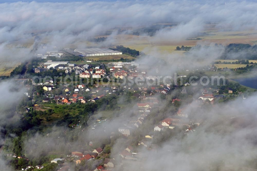 Aerial photograph Werneuchen - View at a new housing estate in Werneuchen OT Seefeld at Krummenseer Road in Brandenburg in the morning mist