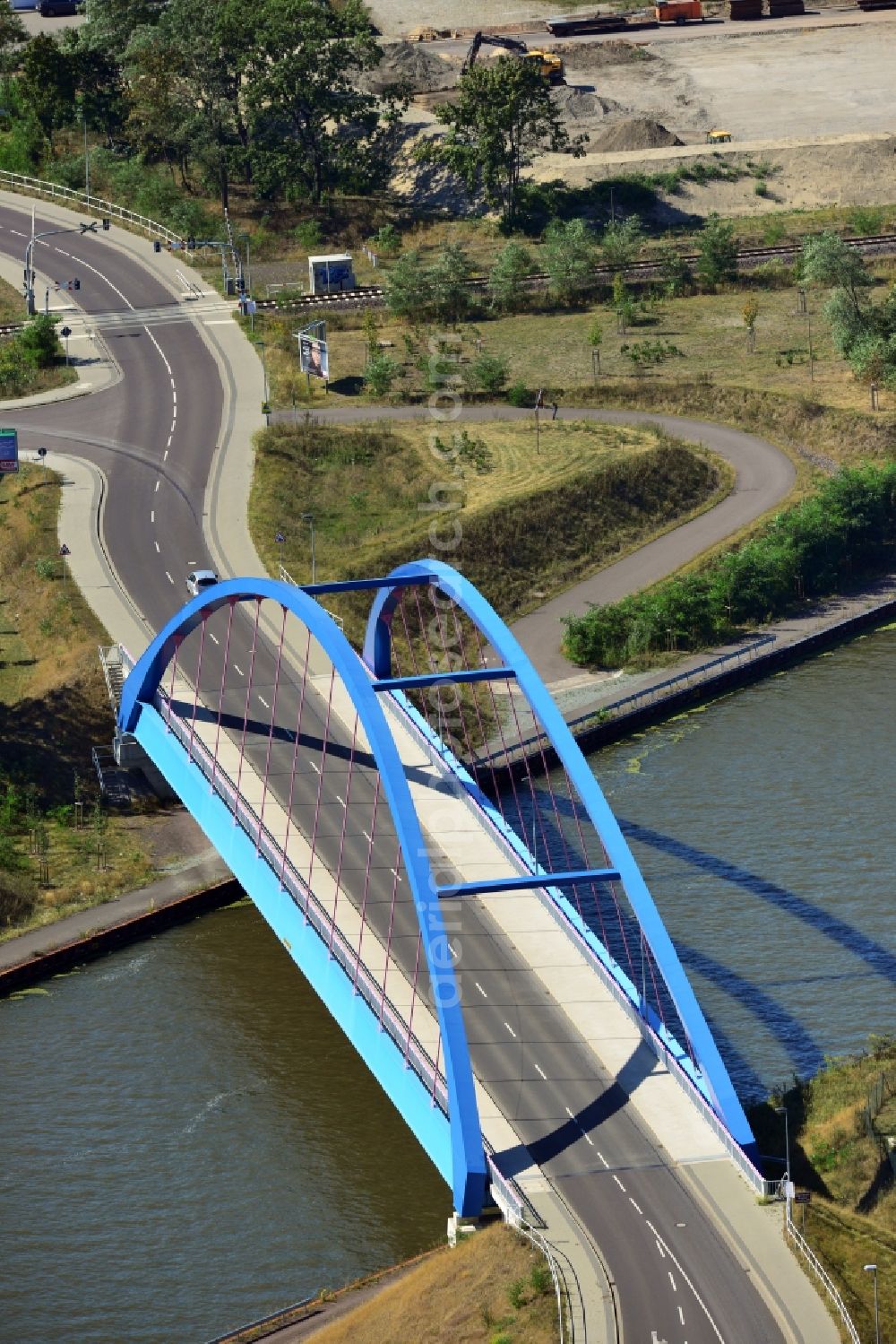 Genthin from the bird's eye view: Bridge over the Elbe-Havel-Canel in Genthin in the state Saxony-Anhalt