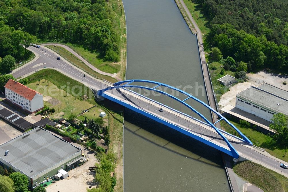 Aerial image Genthin - Bridge over the Elbe-Havel-Canel in Genthin in the state Saxony-Anhalt