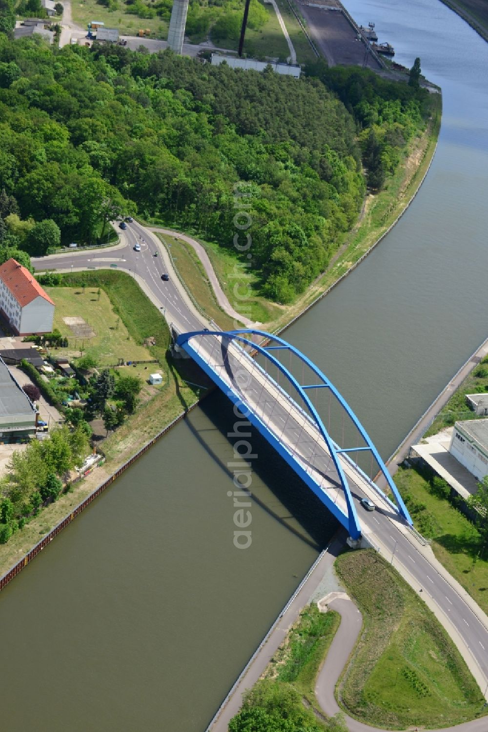 Aerial photograph Genthin - Bridge over the Elbe-Havel-Canel in Genthin in the state Saxony-Anhalt