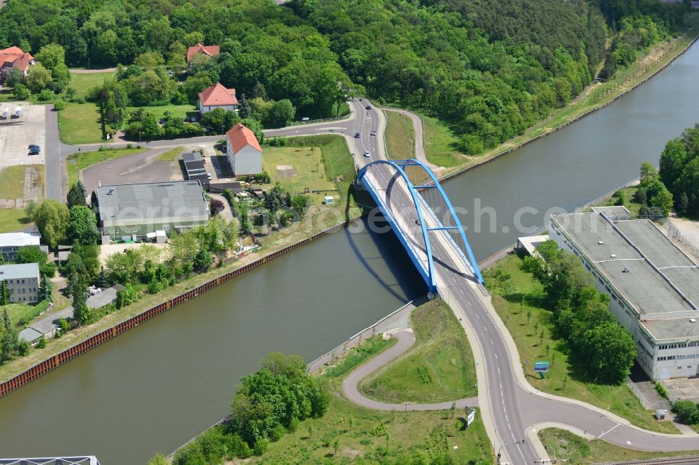 Genthin from above - Bridge over the Elbe-Havel-Canel in Genthin in the state Saxony-Anhalt