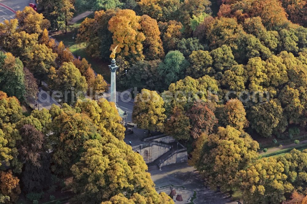 München from above - View of the Angel of Peace in Munich in the state Bavaria