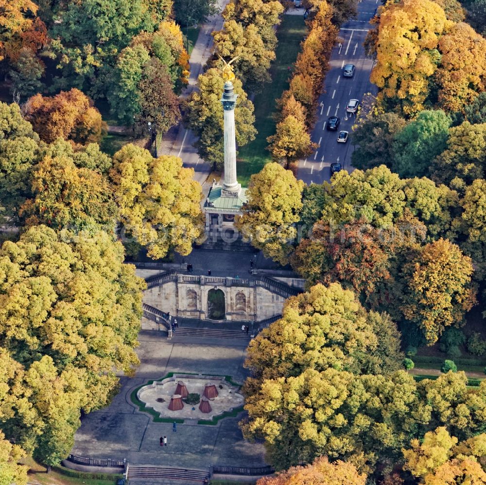 Aerial image München - View of the Angel of Peace in Munich in the state Bavaria