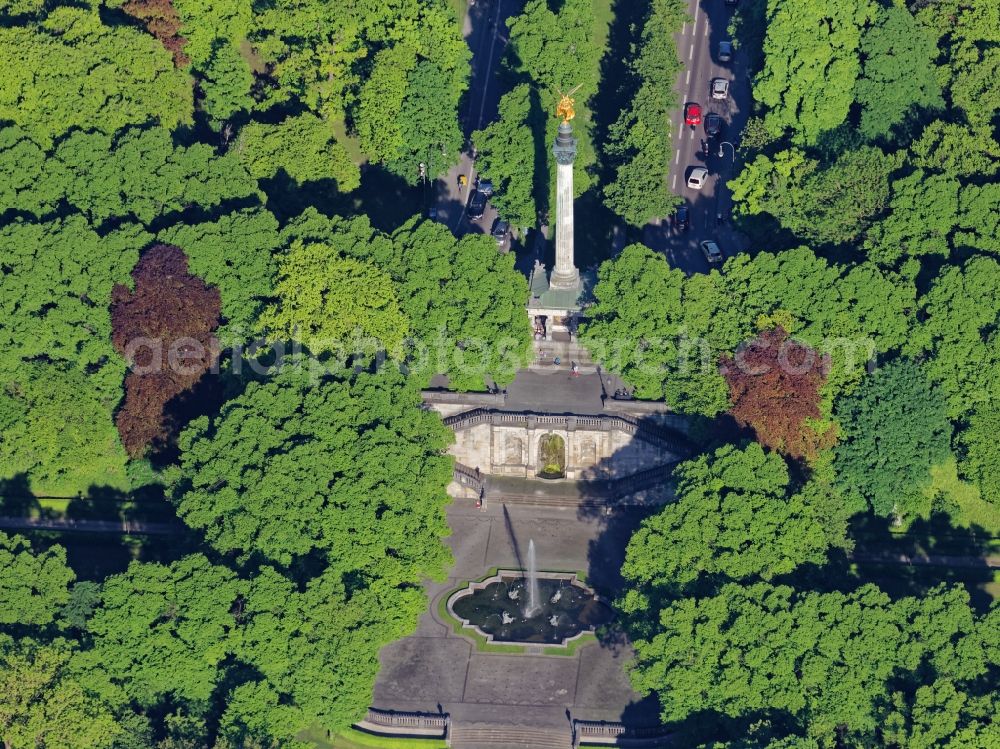 München from above - View of the Angel of Peace in Munich in the state Bavaria