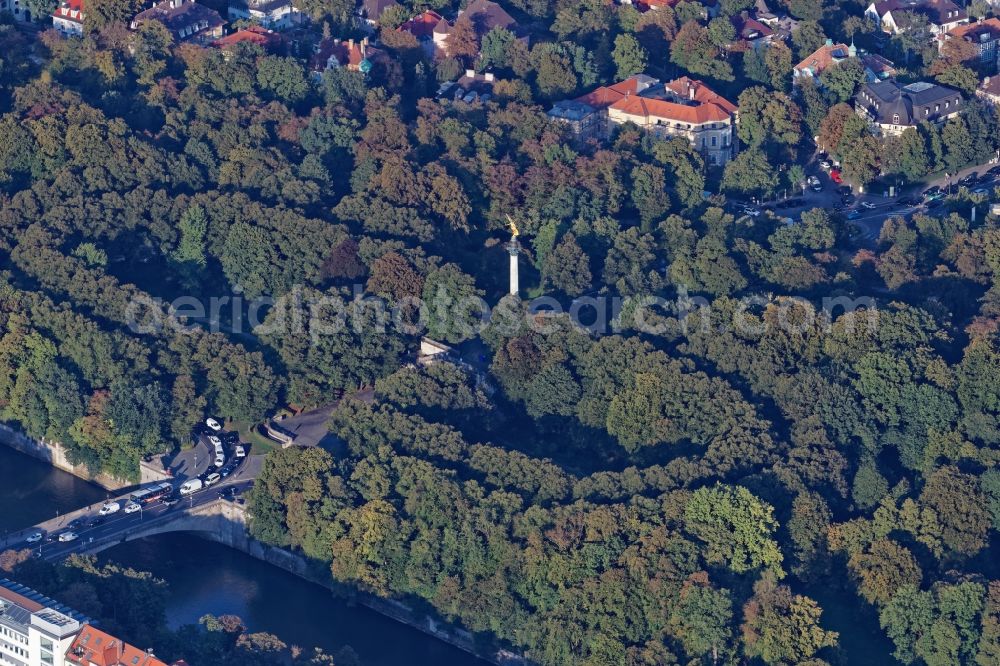 München from above - View of the Angel of Peace in Munich in the state Bavaria