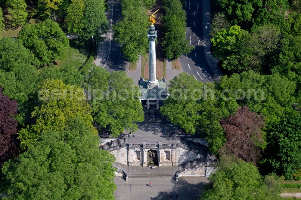 Aerial image München - View of the Angel of Peace in Munich in the state Bavaria