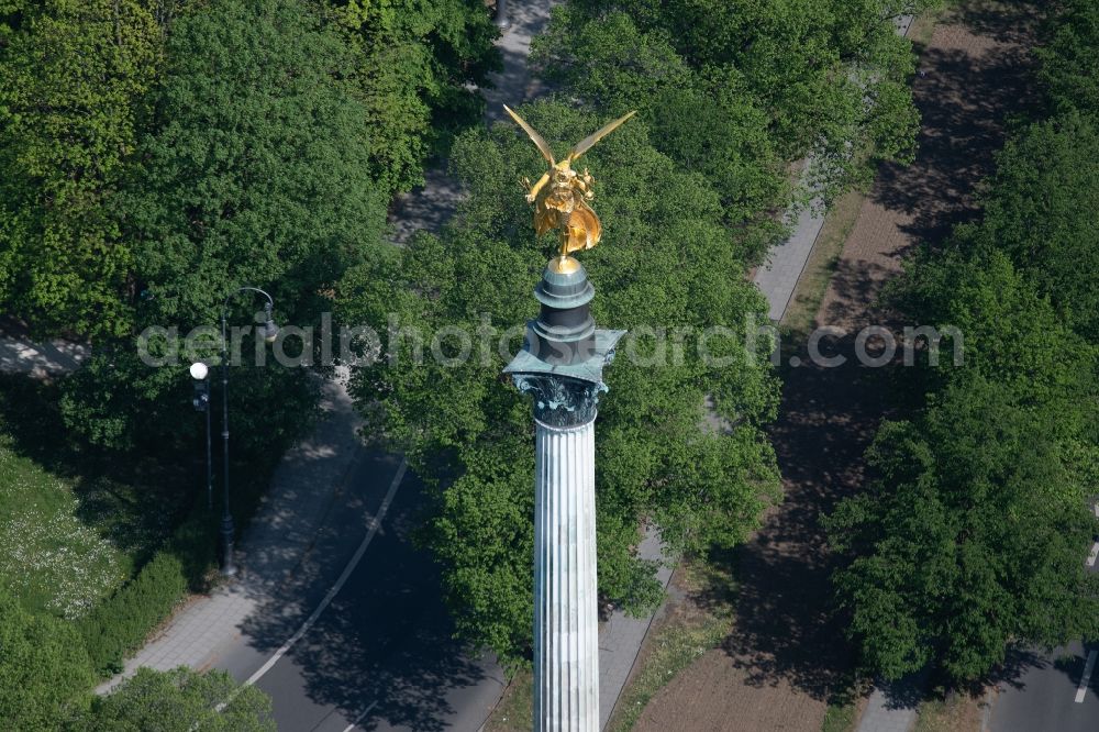 Aerial photograph München - View of the Angel of Peace in Munich in the state Bavaria