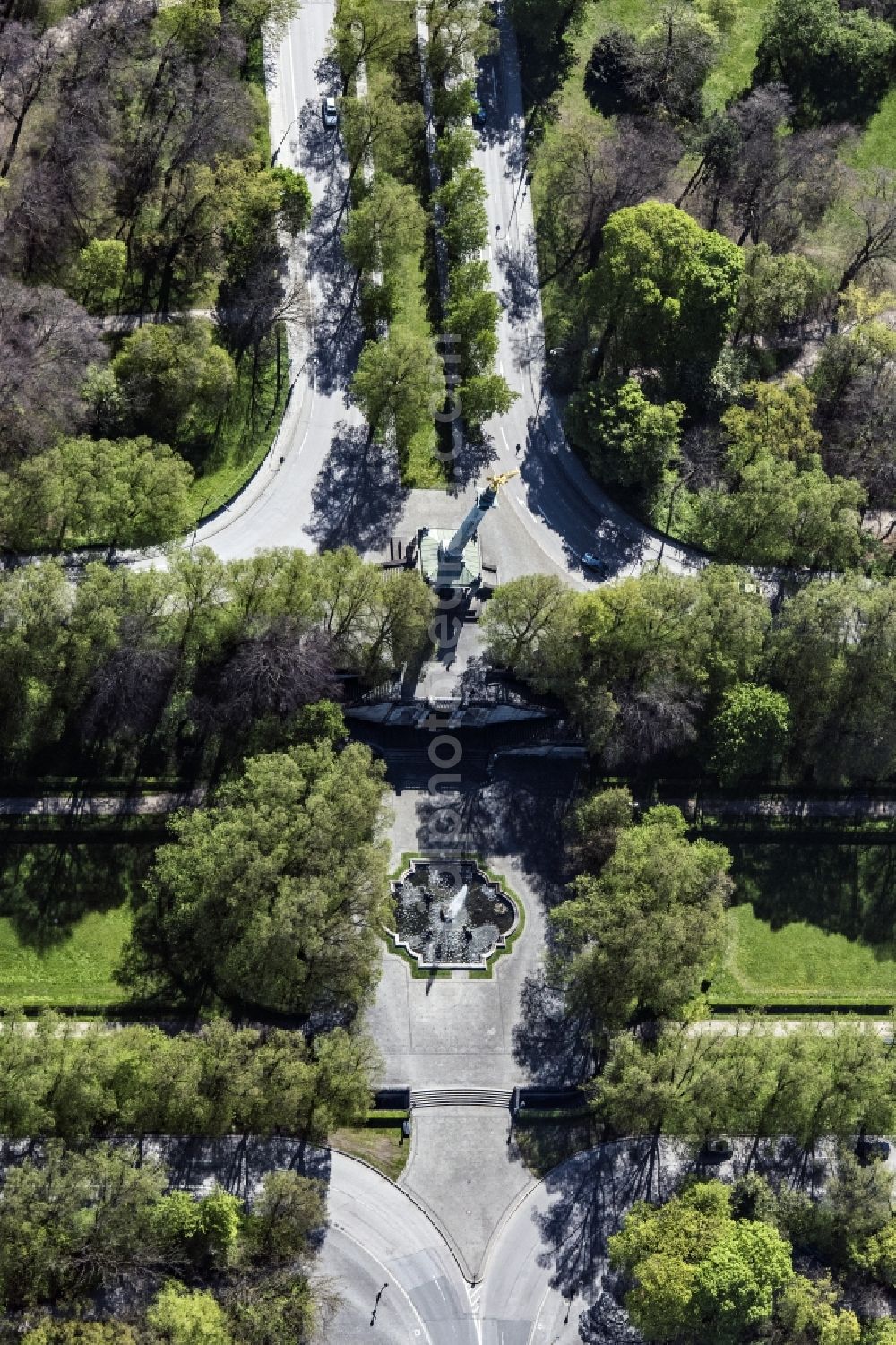 München from above - View of the Angel of Peace in Munich in the state Bavaria