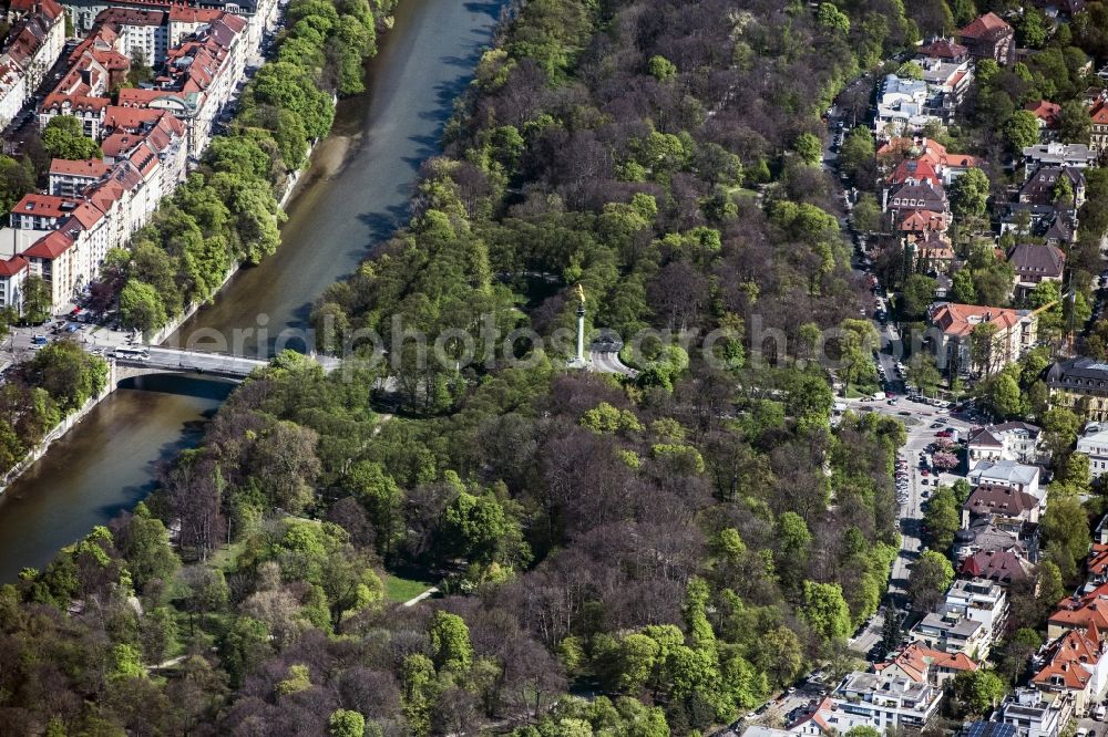 München from the bird's eye view: View of the Angel of Peace in Munich in the state Bavaria