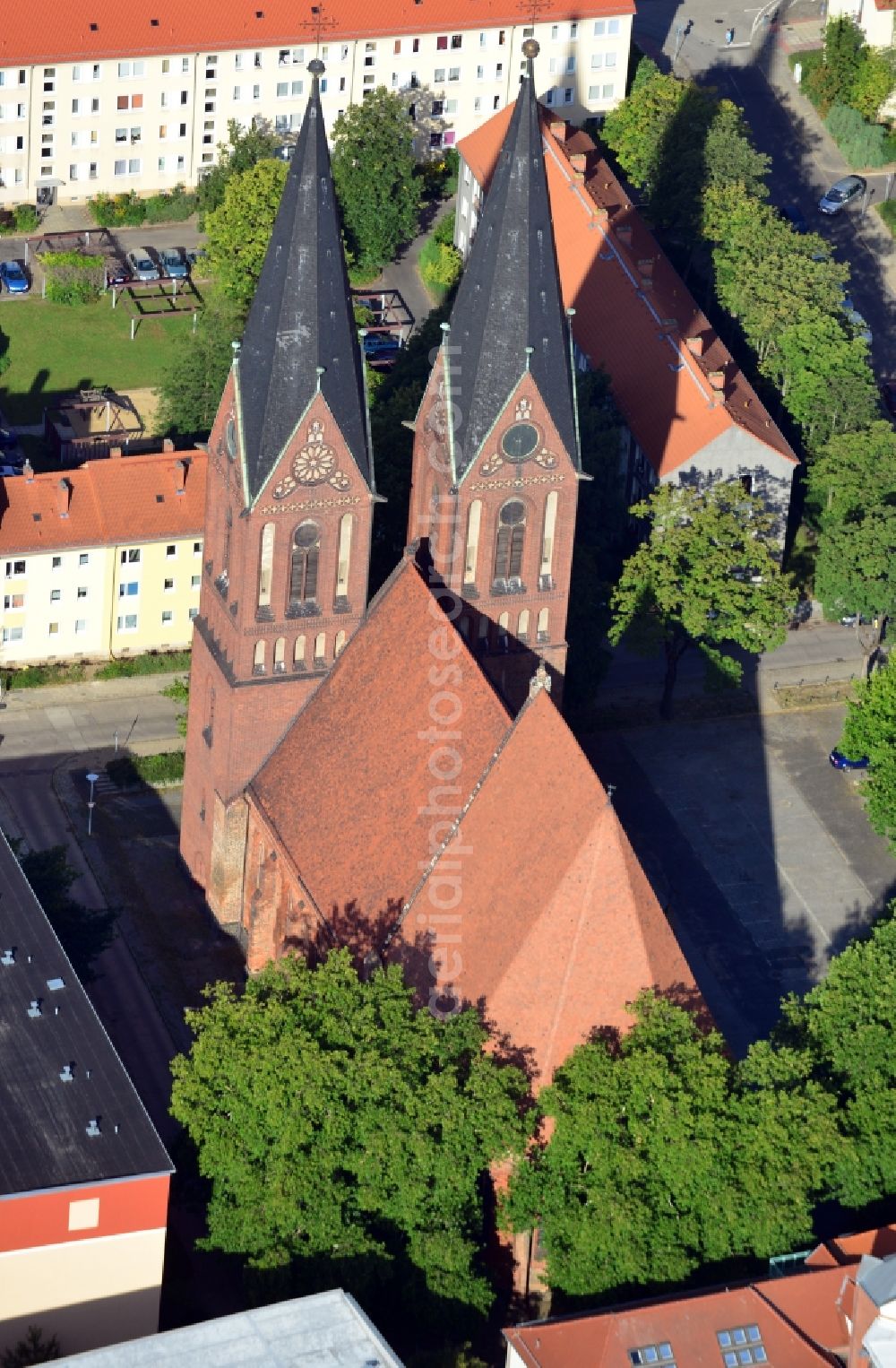 Aerial image Frankfurt (Oder) - View of Friedenskirche Frankfurt (Oder) in Brandenburg