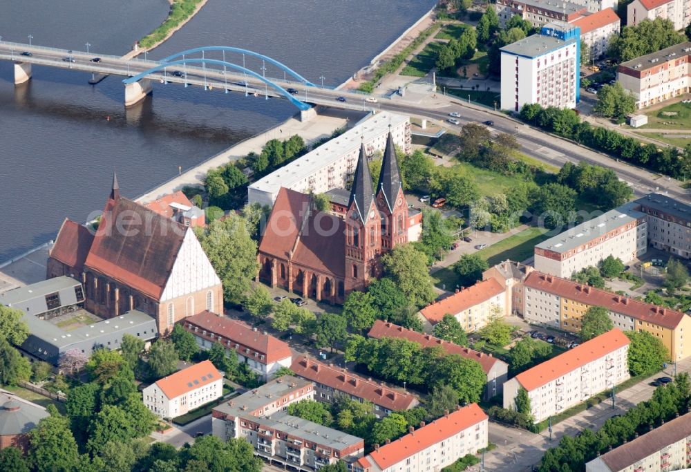 Aerial image Frankfurt (Oder) - View of Friedenskirche Frankfurt (Oder) in Brandenburg