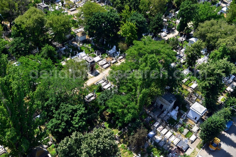 Bukarest from above - View of the Resurrection Cemetery in Bucharest in Romania