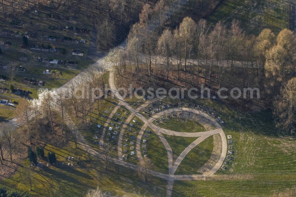 Menden from above - At the cemetery Limberg with urn graves and funeral hall in Menden in the state of North Rhine-Westphalia